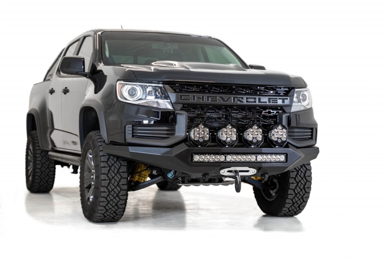 Chevrolet Colorado ZR2 Bumper - Front - Addictive Desert Designs - Stealth Fighter - Hammer Black with Satin Black panels - `21-`27
